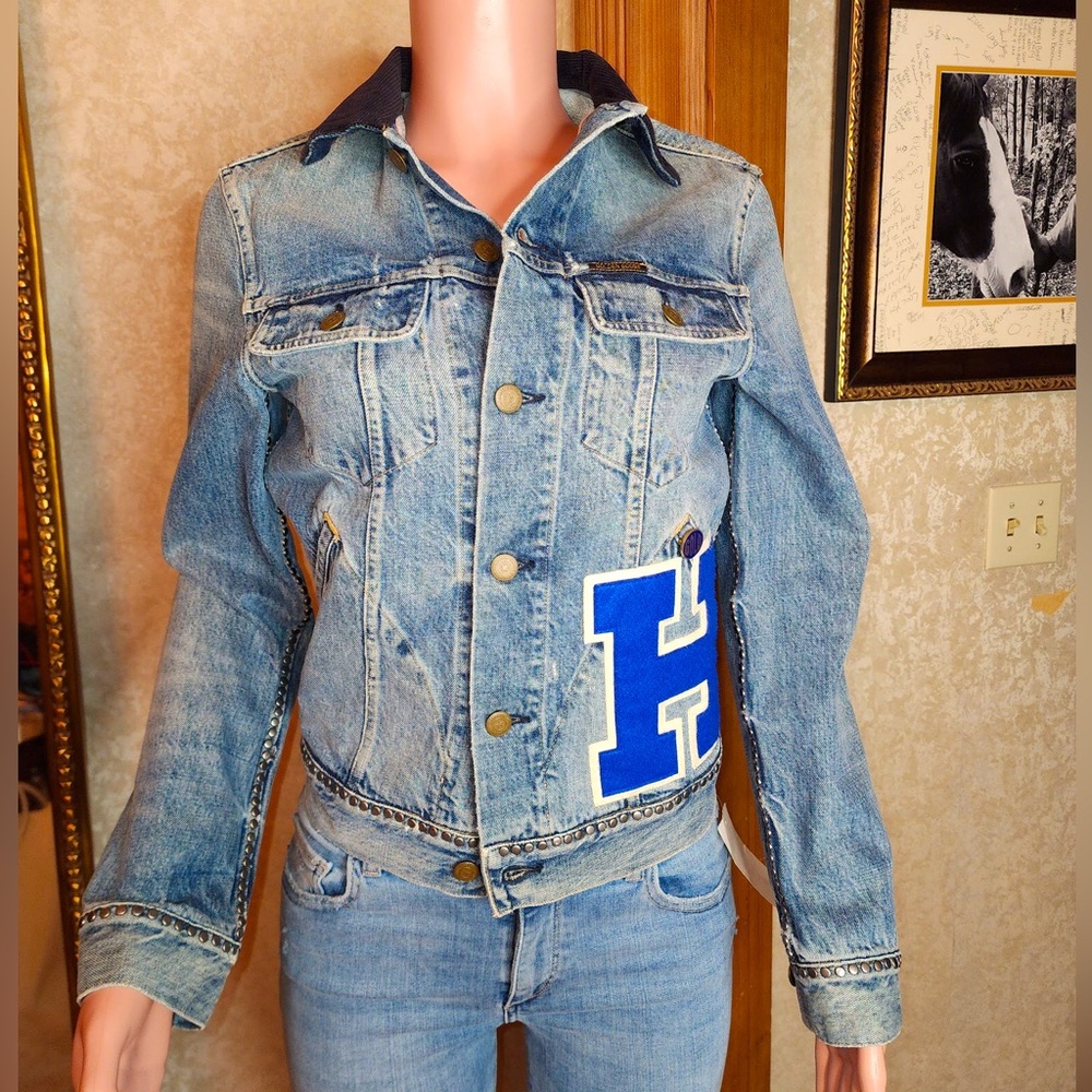 NWOT Golden Goose Studded Varsity Denim Jacket XXS